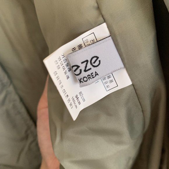 Made in Korea Long olive hooded puffer down jacket XS-S - Picture 3 of 5